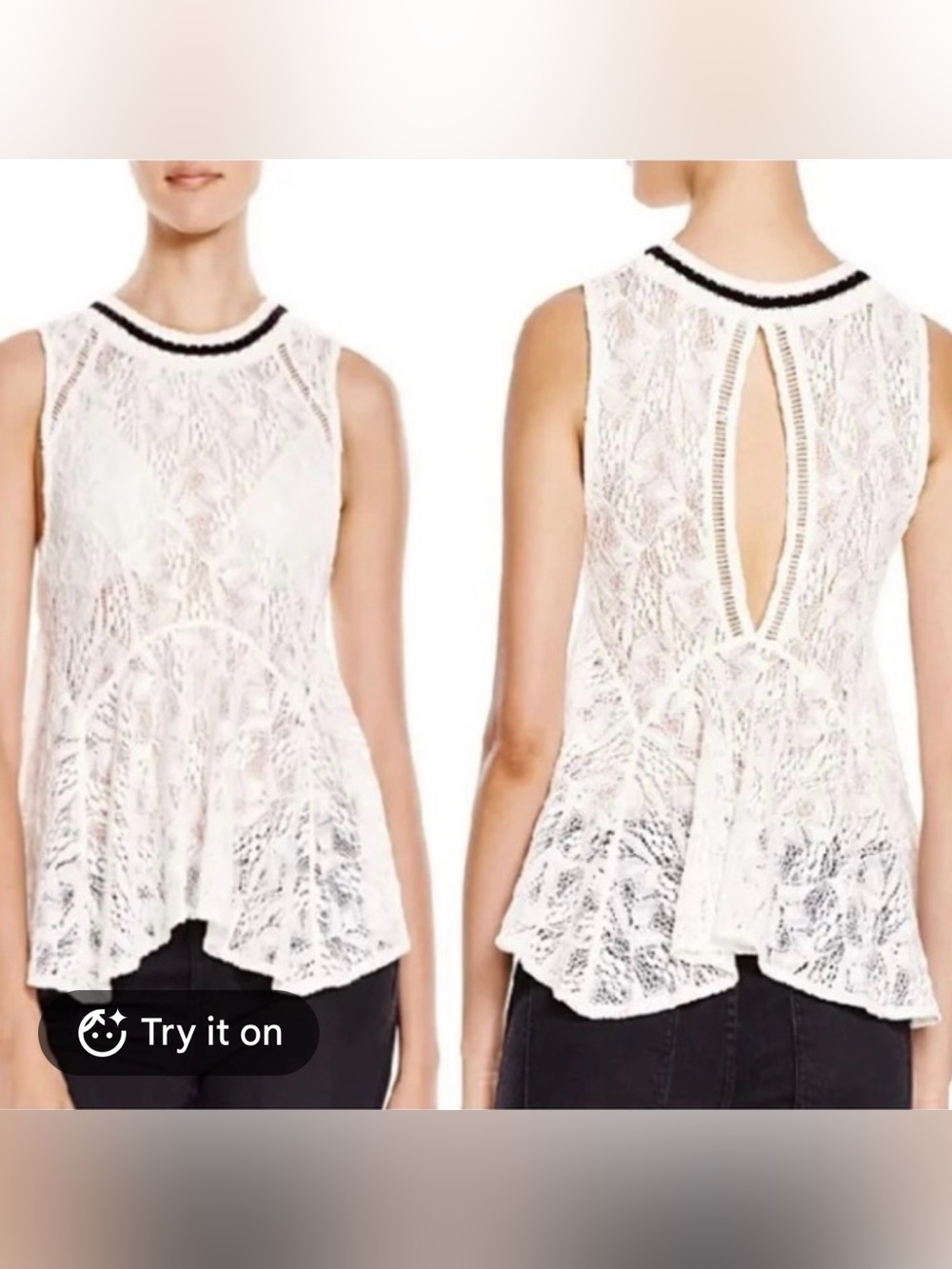 Free People Ivory Lace Top